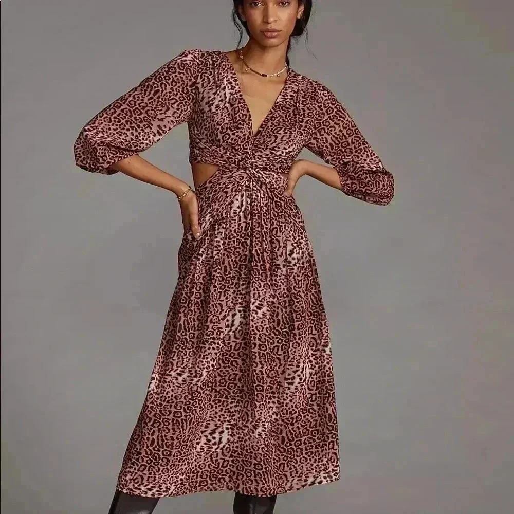 Anthropologie Ranna Gill Cut-Out Midi Dress